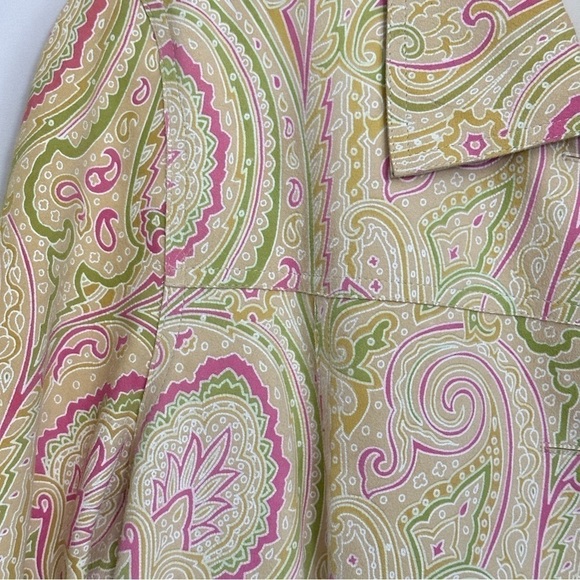 Vintage 90s Eccoci Women’s Cream Pink Paisley Print Suede Blazer Jacket sz 10 - Picture 4 of 14